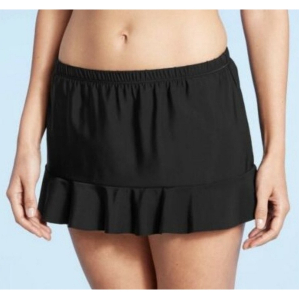Aqua Green Ruffle Hem Swim Skirt Black Size 20W/22W